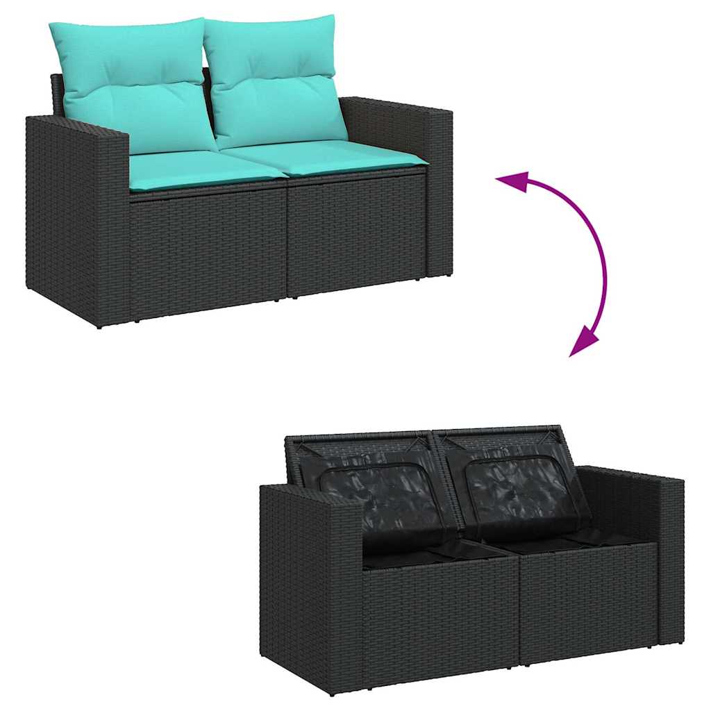 5-delige Loungeset met kussens poly rattan zwart is nu te koop bij PeponiXL, paradijselijk wonen!