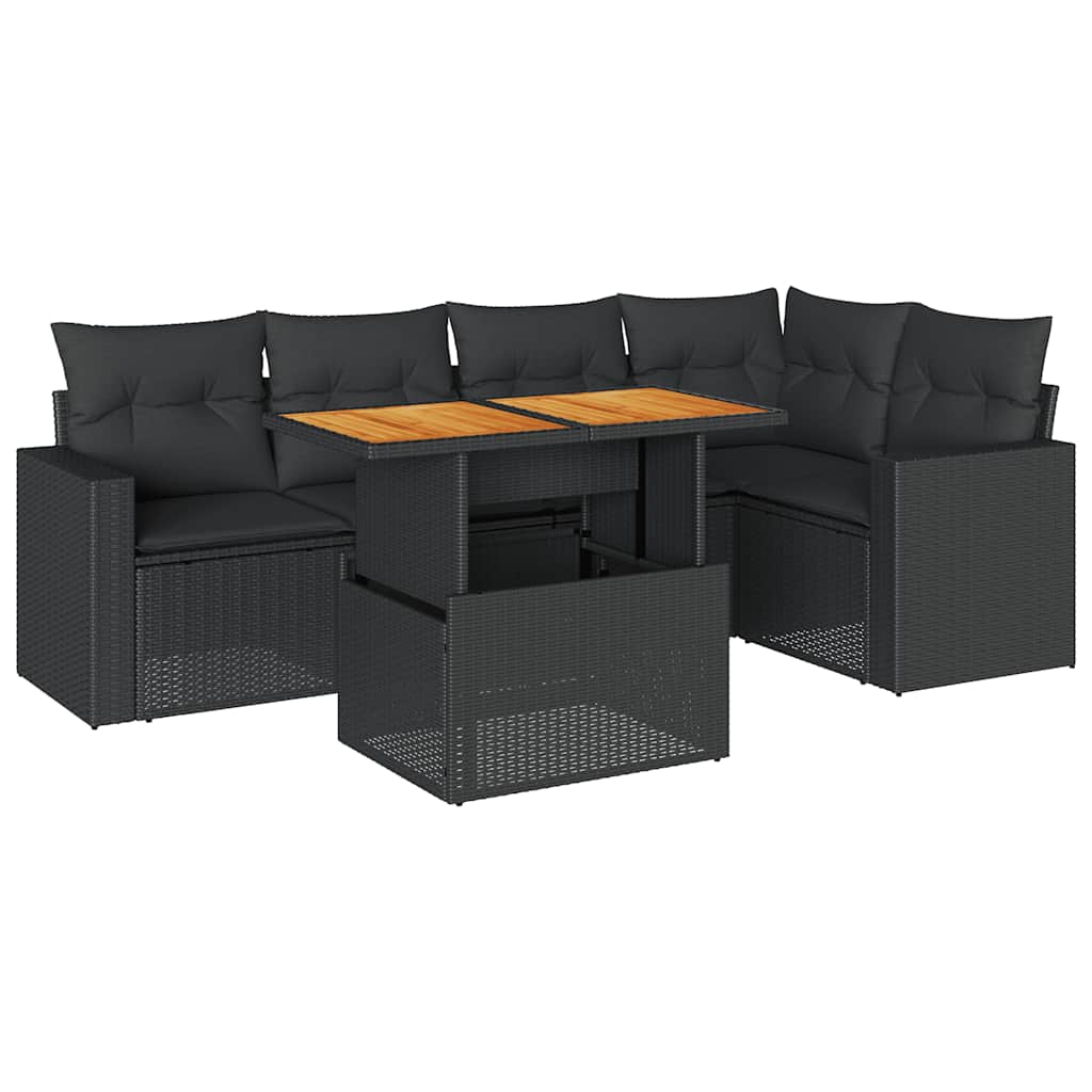 6-delige Loungeset met kussens poly rattan zwart is nu te koop bij PeponiXL, paradijselijk wonen!