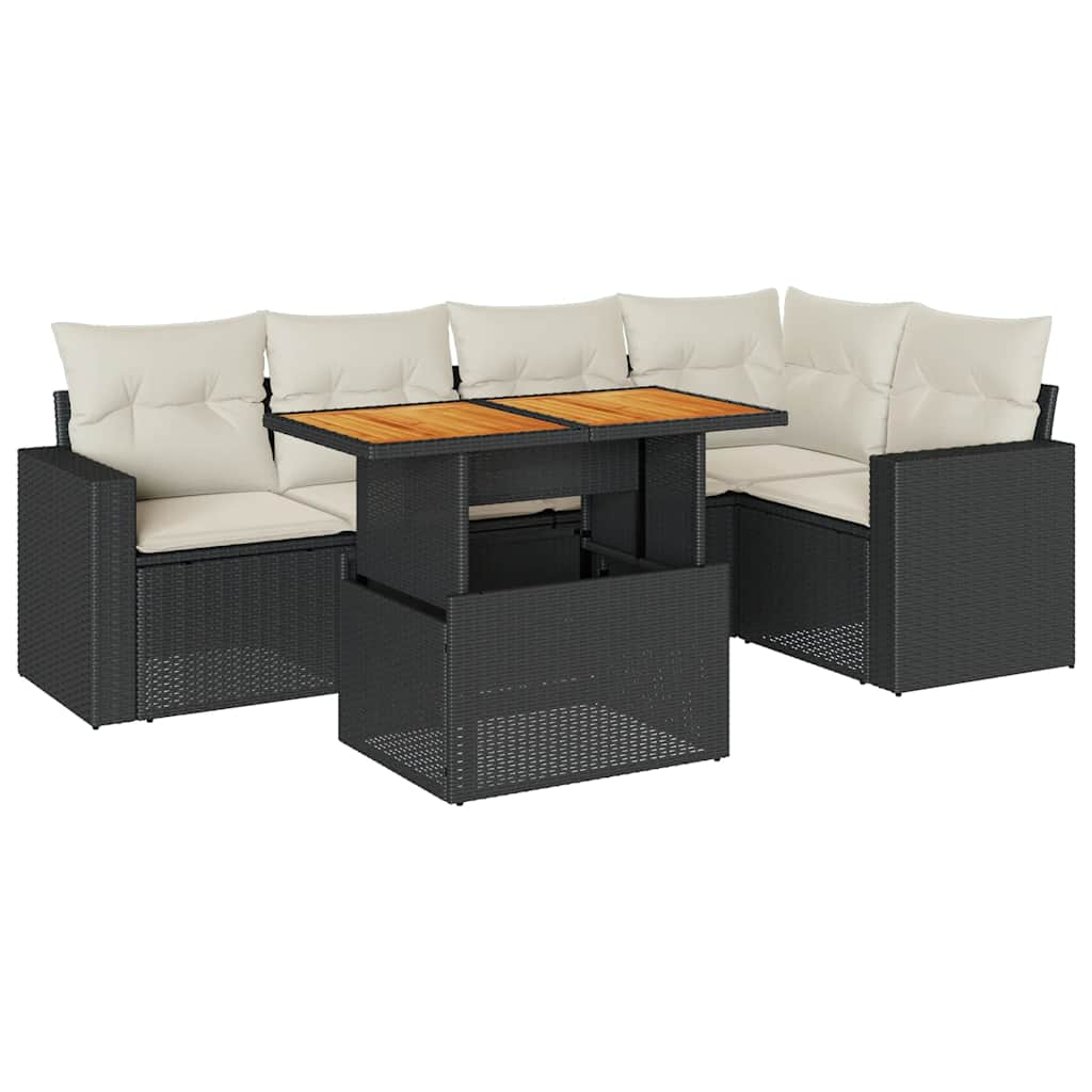 6-delige Loungeset met kussens poly rattan zwart is nu te koop bij PeponiXL, paradijselijk wonen!