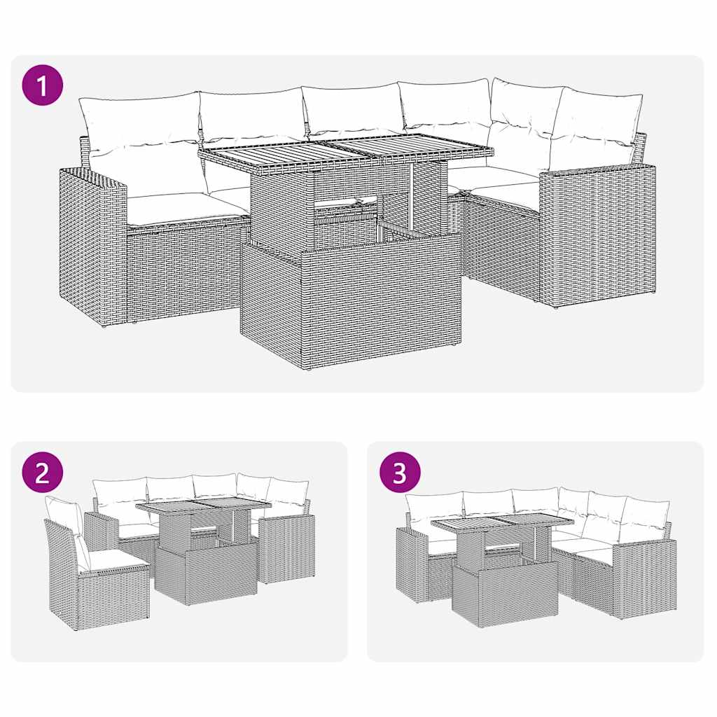 6-delige Loungeset met kussens poly rattan beige is nu te koop bij PeponiXL, paradijselijk wonen!