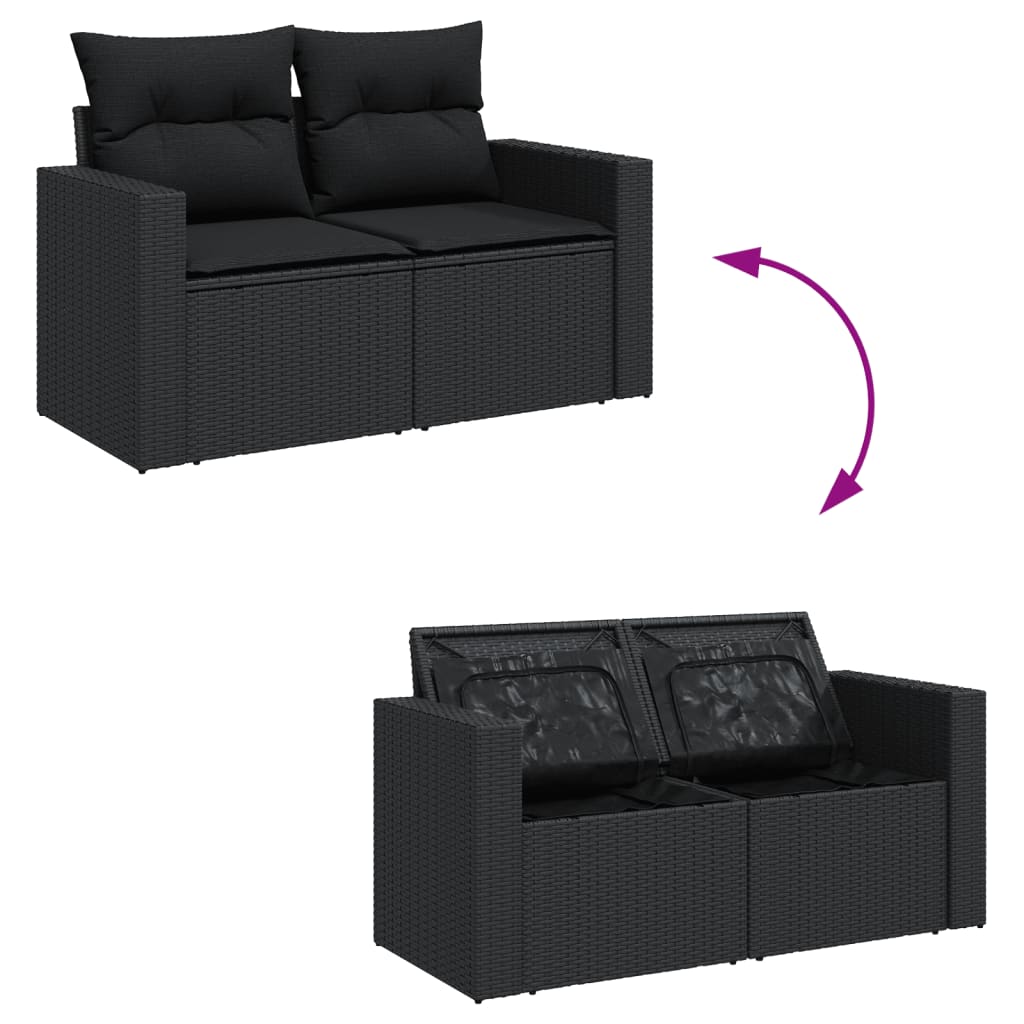 7-delige Loungeset met kussens poly rattan zwart is nu te koop bij PeponiXL, paradijselijk wonen!