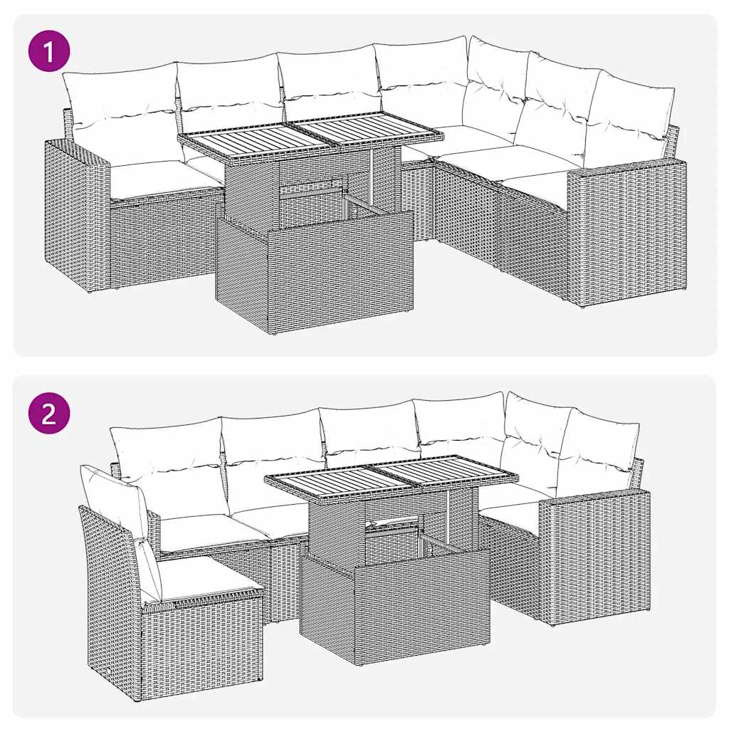 7-delige Loungeset met kussens poly rattan zwart is nu te koop bij PeponiXL, paradijselijk wonen!