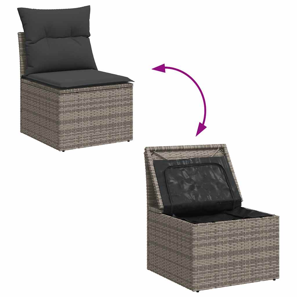 7-delige Loungeset met kussens poly rattan grijs is nu te koop bij PeponiXL, paradijselijk wonen!