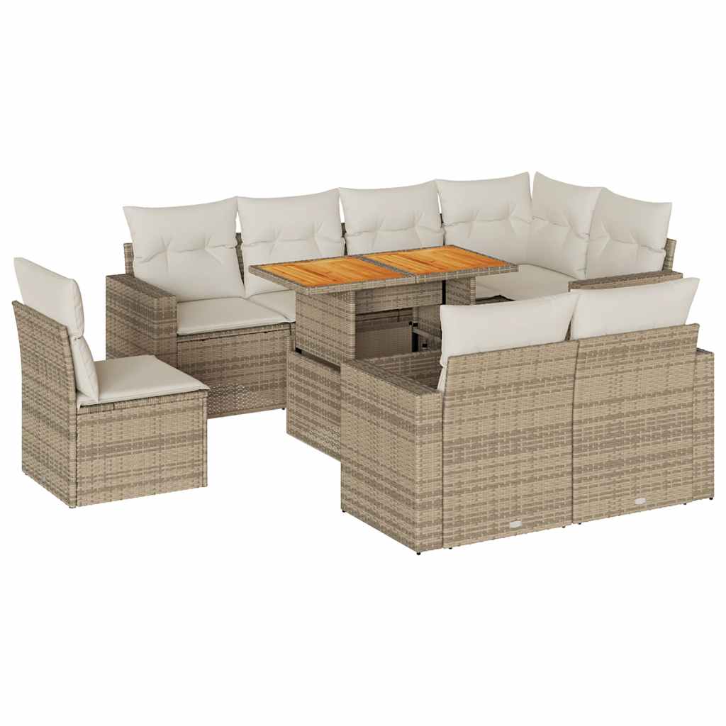 9-delige Loungeset met kussens poly rattan beige is nu te koop bij PeponiXL, paradijselijk wonen!