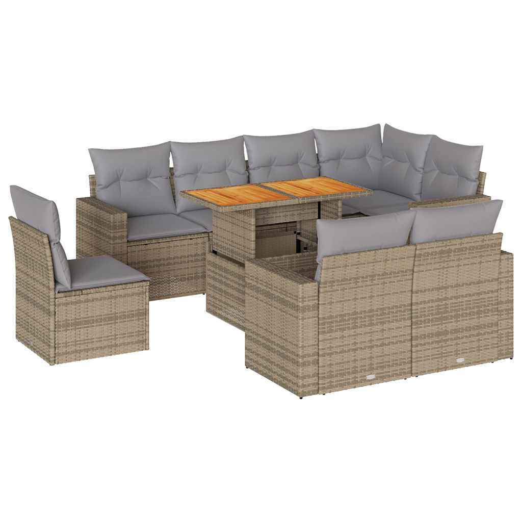 9-delige Loungeset met kussens poly rattan beige is nu te koop bij PeponiXL, paradijselijk wonen!