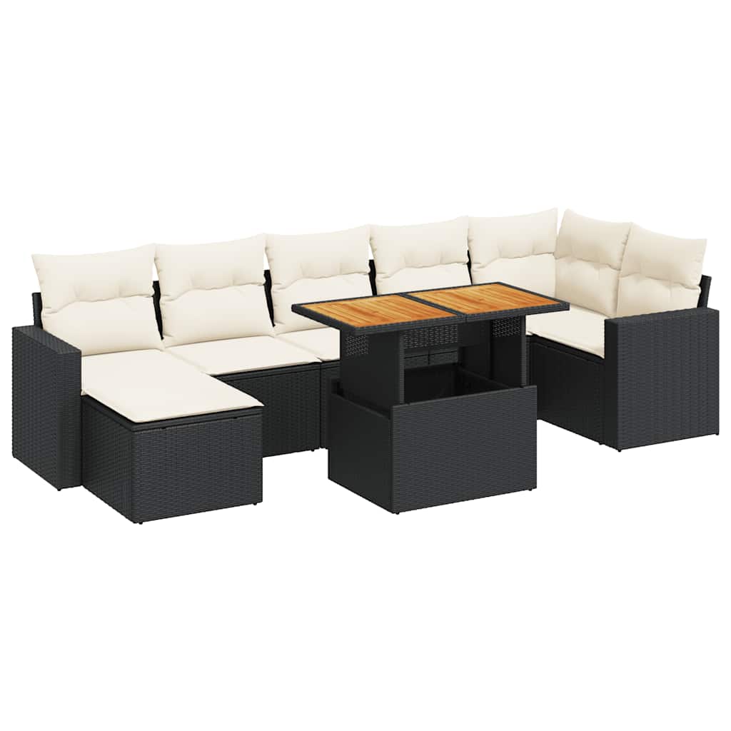 8-delige Loungeset met kussens poly rattan zwart is nu te koop bij PeponiXL, paradijselijk wonen!