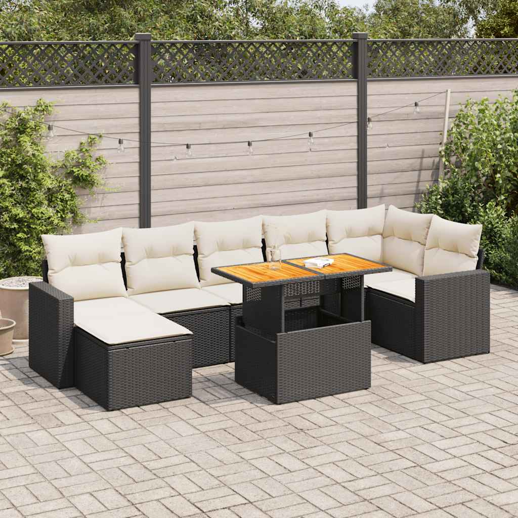8-delige Loungeset met kussens poly rattan zwart is nu te koop bij PeponiXL, paradijselijk wonen!
