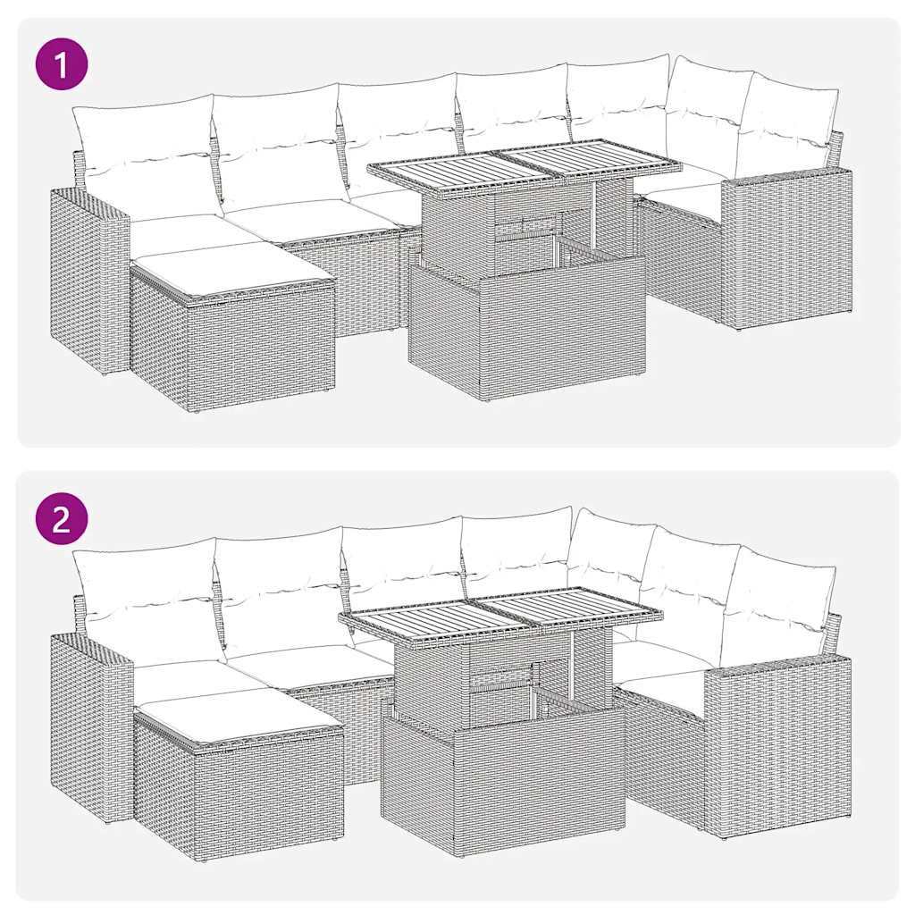 8-delige Loungeset met kussens poly rattan beige is nu te koop bij PeponiXL, paradijselijk wonen!