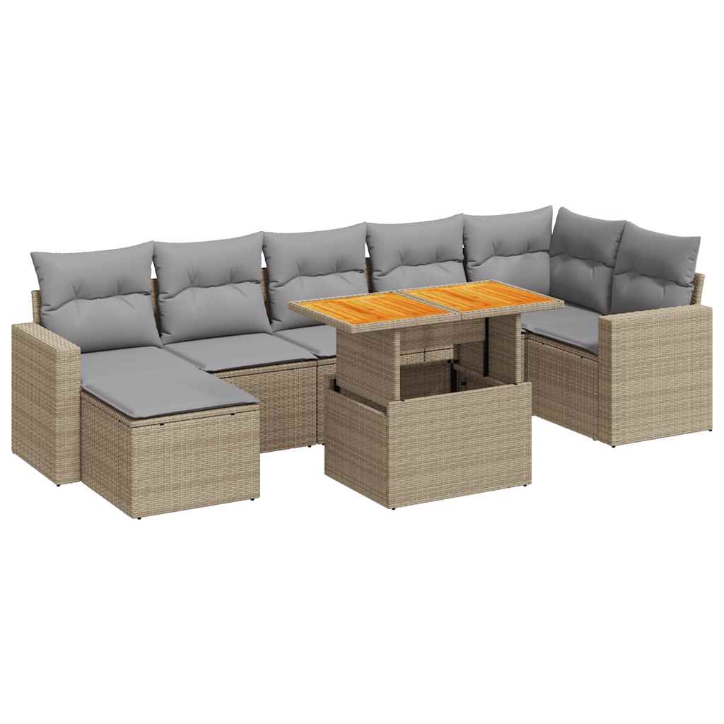 8-delige Loungeset met kussens poly rattan beige is nu te koop bij PeponiXL, paradijselijk wonen!