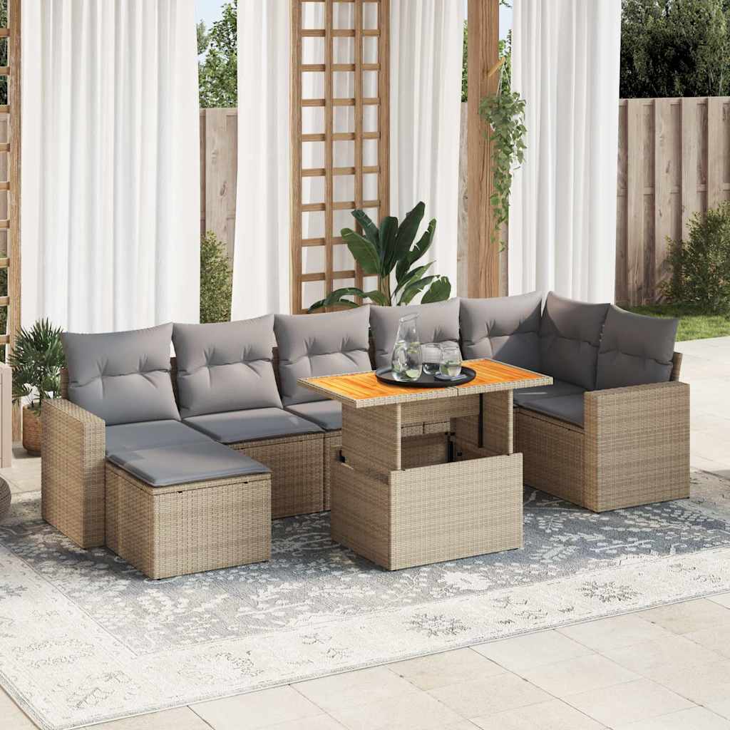 8-delige Loungeset met kussens poly rattan beige is nu te koop bij PeponiXL, paradijselijk wonen!