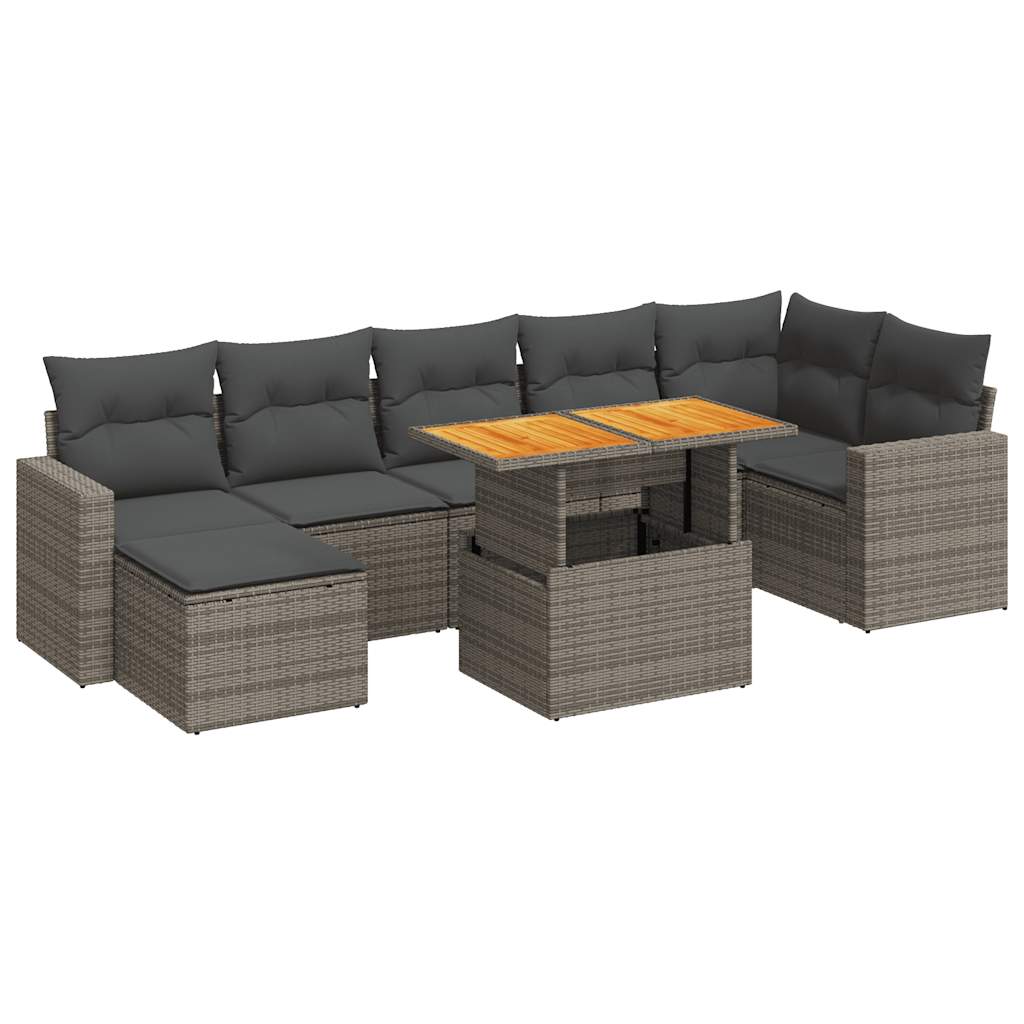 8-delige Loungeset met kussens poly rattan grijs is nu te koop bij PeponiXL, paradijselijk wonen!