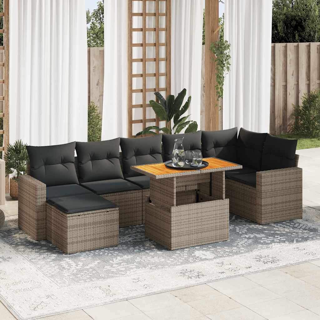8-delige Loungeset met kussens poly rattan grijs is nu te koop bij PeponiXL, paradijselijk wonen!