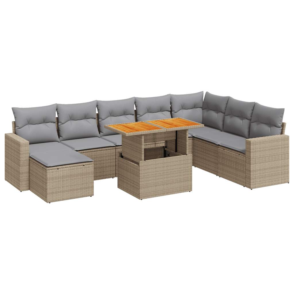 9-delige Loungeset met kussens poly rattan beige is nu te koop bij PeponiXL, paradijselijk wonen!