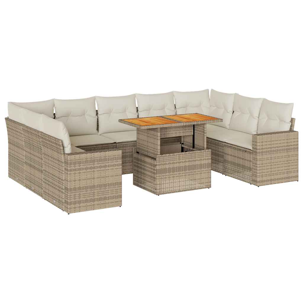 10-delige Loungeset met kussens poly rattan beige is nu te koop bij PeponiXL, paradijselijk wonen!