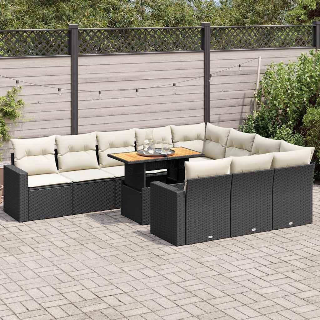 11-delige Loungeset met kussens poly rattan zwart is nu te koop bij PeponiXL, paradijselijk wonen!