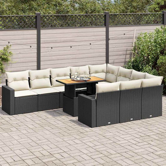 11-delige Loungeset met kussens poly rattan zwart is nu te koop bij PeponiXL, paradijselijk wonen!