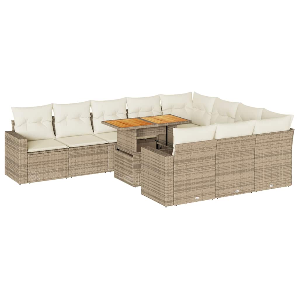 11-delige Tuinset met kussens poly rattan beige is nu te koop bij PeponiXL, paradijselijk wonen!
