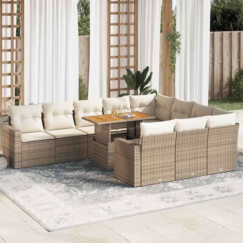 11-delige Tuinset met kussens poly rattan beige is nu te koop bij PeponiXL, paradijselijk wonen!