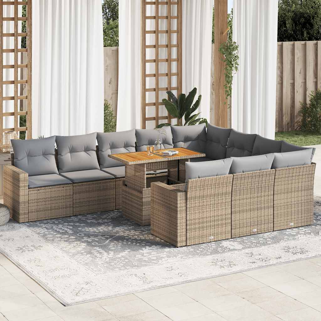 11-delige Tuinset met kussens poly rattan beige is nu te koop bij PeponiXL, paradijselijk wonen!