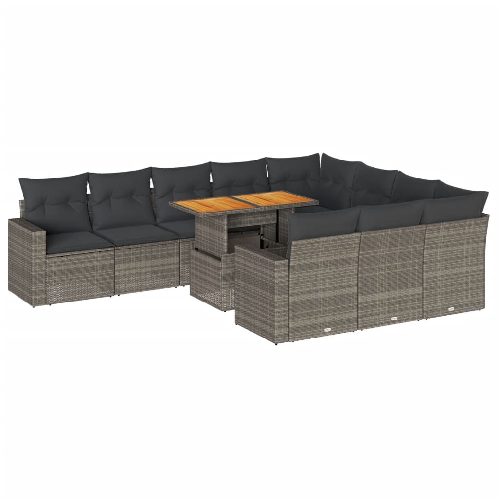 11-delige Loungeset met kussens poly rattan grijs is nu te koop bij PeponiXL, paradijselijk wonen!