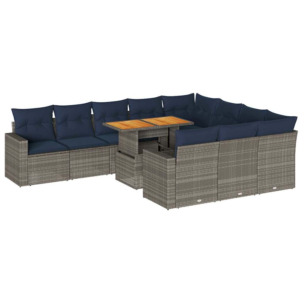 11-delige Loungeset met kussens poly rattan grijs is nu te koop bij PeponiXL, paradijselijk wonen!