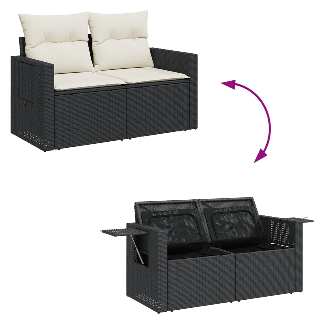 6-delige Loungeset met kussens poly rattan zwart is nu te koop bij PeponiXL, paradijselijk wonen!