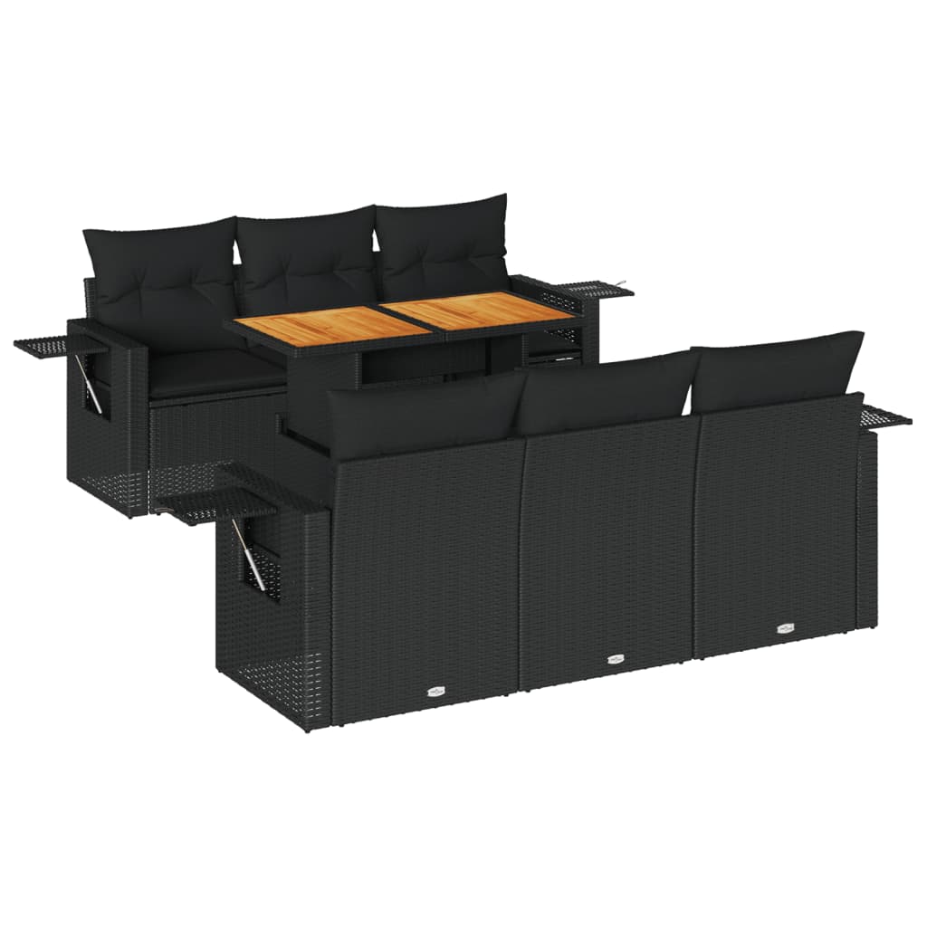 7-delige Loungeset met kussens poly rattan zwart is nu te koop bij PeponiXL, paradijselijk wonen!