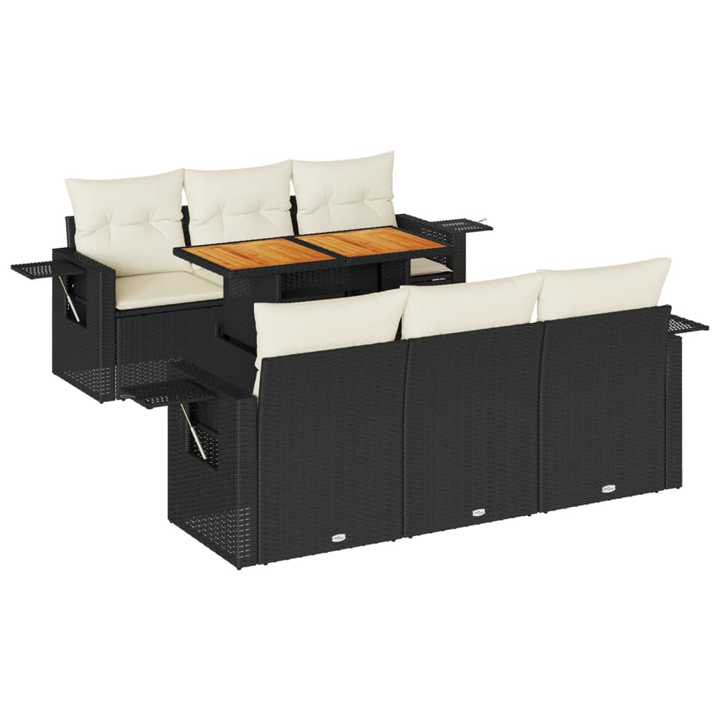 7-delige Loungeset met kussens poly rattan zwart is nu te koop bij PeponiXL, paradijselijk wonen!