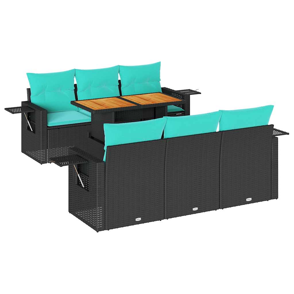 7-delige Loungeset met kussens poly rattan zwart is nu te koop bij PeponiXL, paradijselijk wonen!