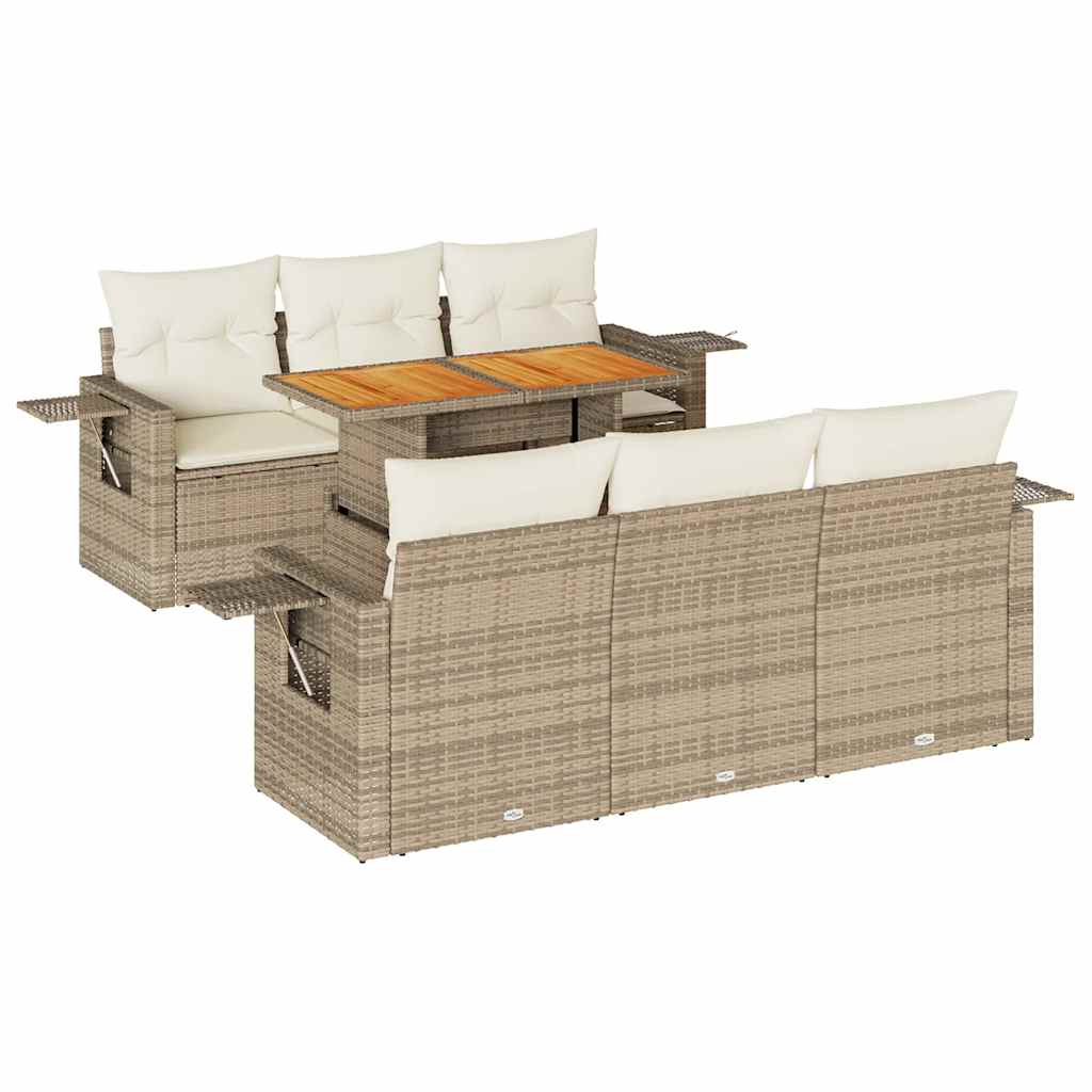 7-delige Loungeset met kussens poly rattan beige is nu te koop bij PeponiXL, paradijselijk wonen!