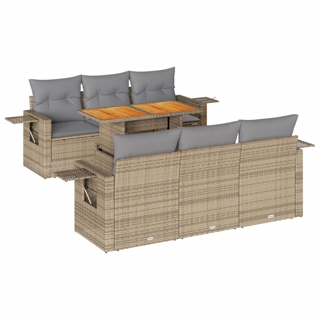 7-delige Loungeset met kussens poly rattan beige is nu te koop bij PeponiXL, paradijselijk wonen!