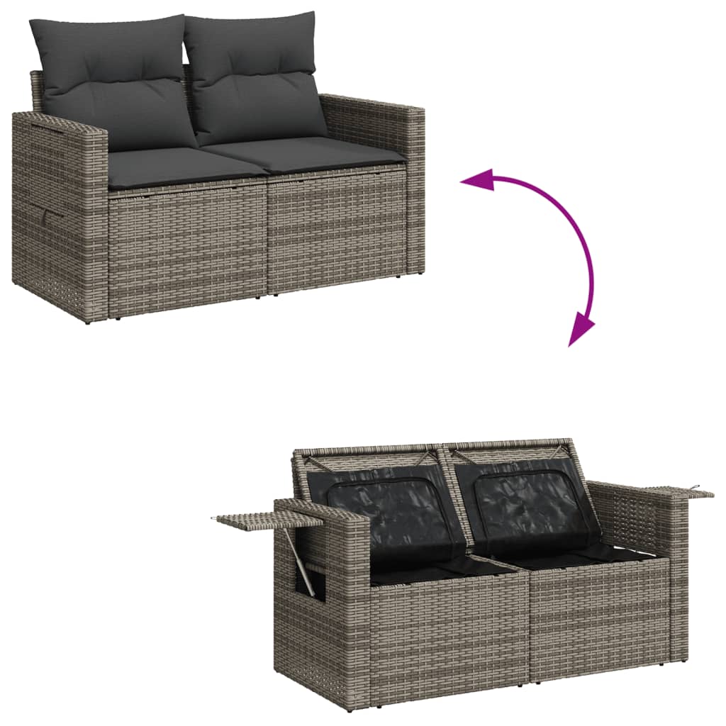 7-delige Loungeset met kussens poly rattan grijs is nu te koop bij PeponiXL, paradijselijk wonen!
