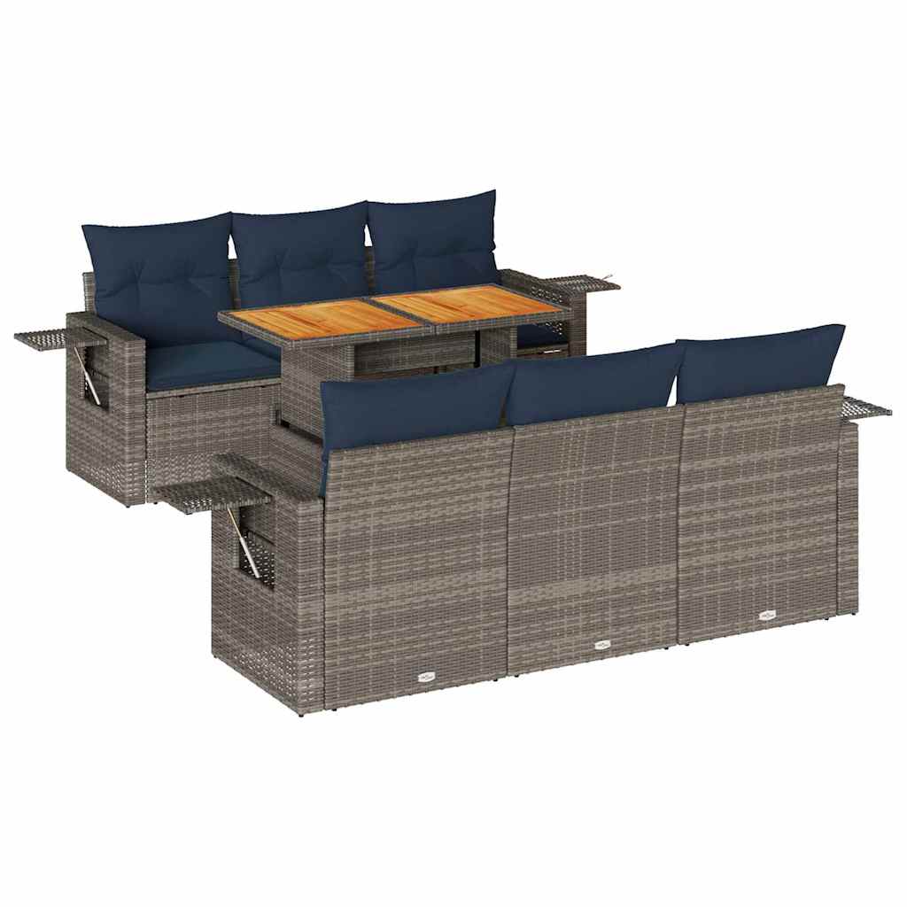 7-delige Loungeset met kussens poly rattan grijs is nu te koop bij PeponiXL, paradijselijk wonen!