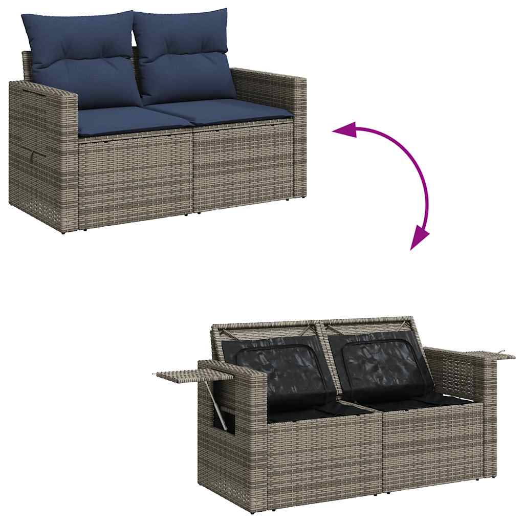 7-delige Loungeset met kussens poly rattan grijs is nu te koop bij PeponiXL, paradijselijk wonen!