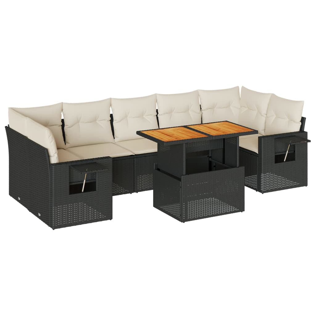 8-delige Loungeset met kussens poly rattan zwart is nu te koop bij PeponiXL, paradijselijk wonen!