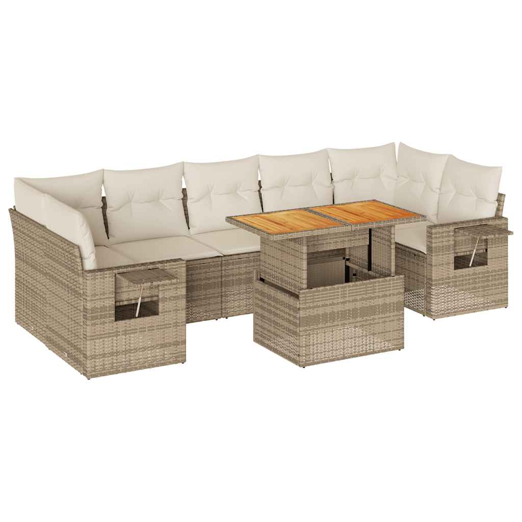 8-delige Loungeset met kussens poly rattan beige is nu te koop bij PeponiXL, paradijselijk wonen!