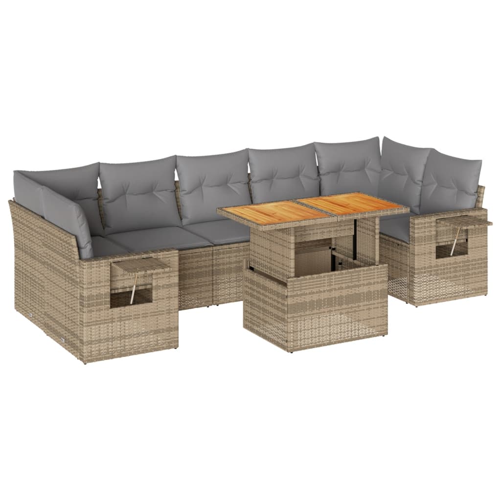 8-delige Loungeset met kussens poly rattan beige is nu te koop bij PeponiXL, paradijselijk wonen!
