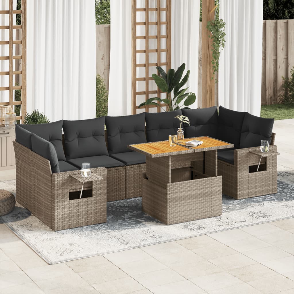8-delige Loungeset met kussens poly rattan grijs is nu te koop bij PeponiXL, paradijselijk wonen!