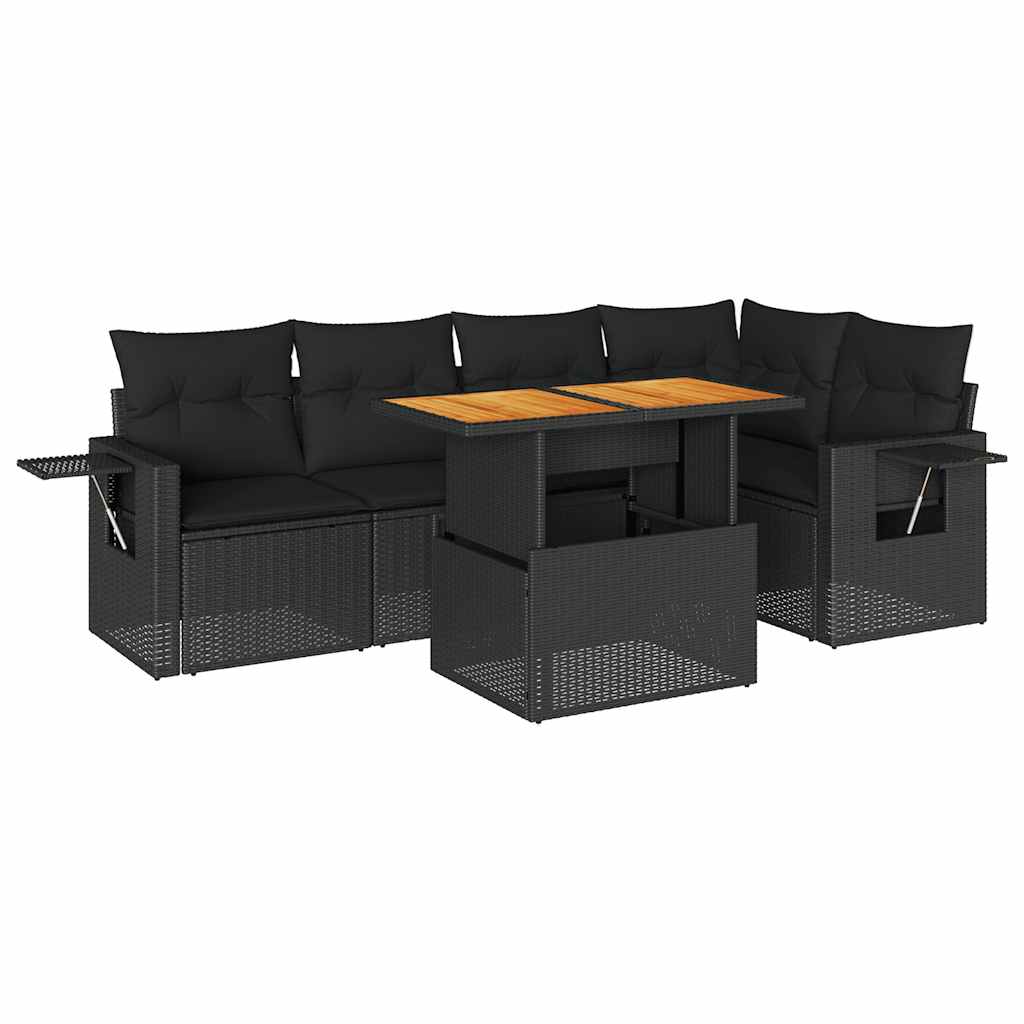6-delige Loungeset met kussens poly rattan zwart is nu te koop bij PeponiXL, paradijselijk wonen!