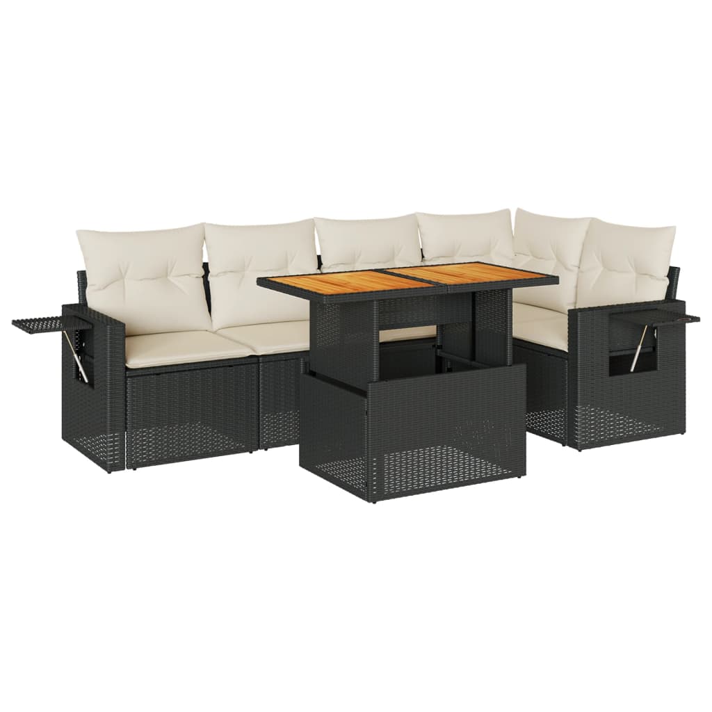 6-delige Loungeset met kussens poly rattan zwart is nu te koop bij PeponiXL, paradijselijk wonen!