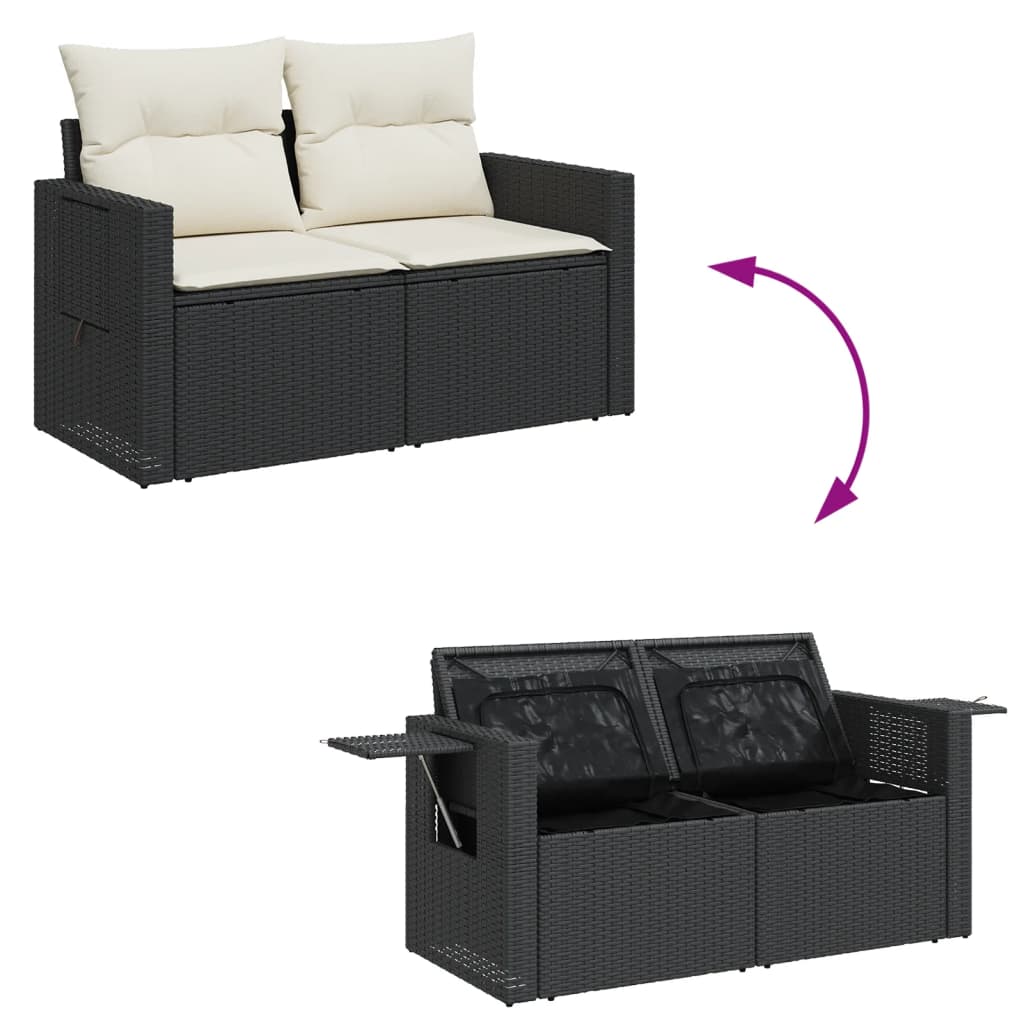 6-delige Loungeset met kussens poly rattan zwart is nu te koop bij PeponiXL, paradijselijk wonen!