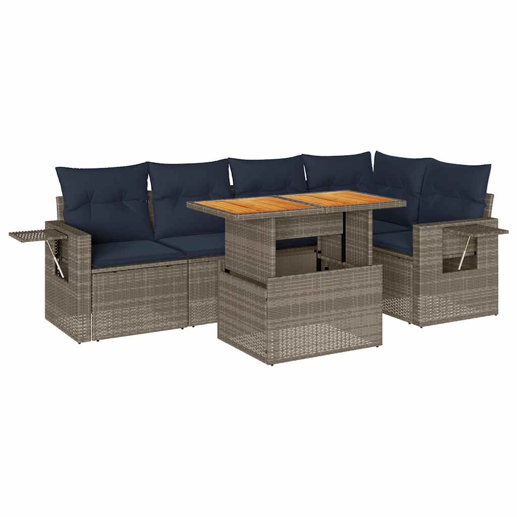 6-delige Loungeset met kussens poly rattan grijs is nu te koop bij PeponiXL, paradijselijk wonen!