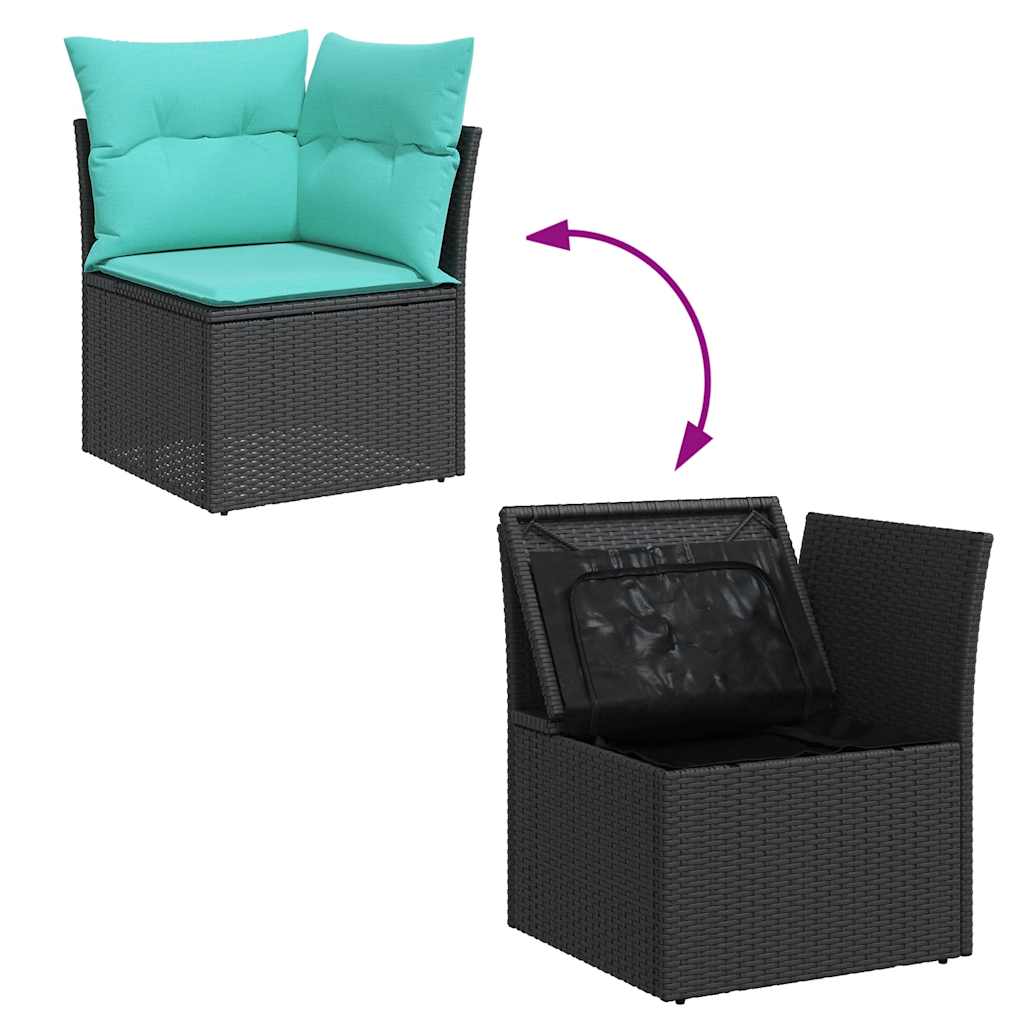 7-delige Loungeset met kussens poly rattan zwart is nu te koop bij PeponiXL, paradijselijk wonen!