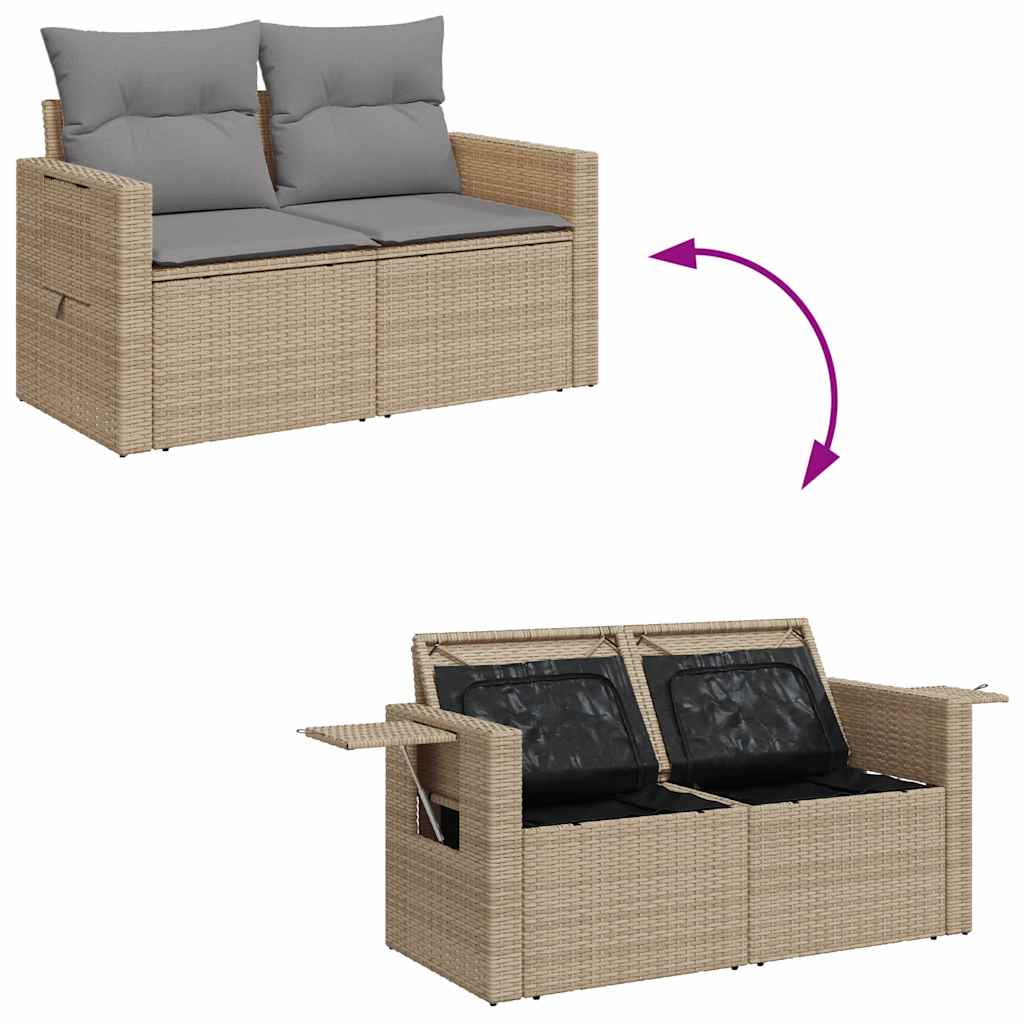 7-delige Loungeset met kussens poly rattan beige is nu te koop bij PeponiXL, paradijselijk wonen!