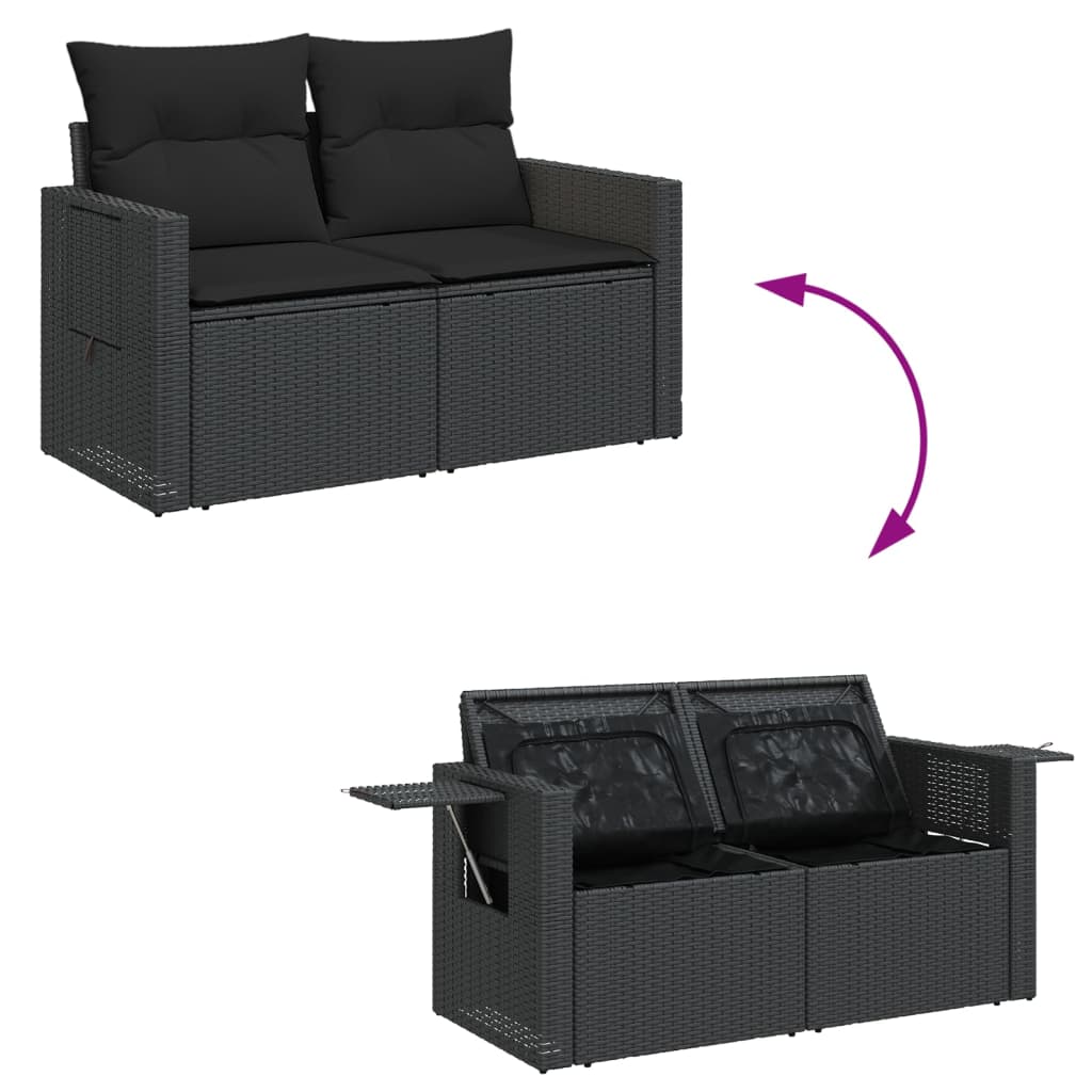 9-delige Loungeset met kussens poly rattan zwart is nu te koop bij PeponiXL, paradijselijk wonen!