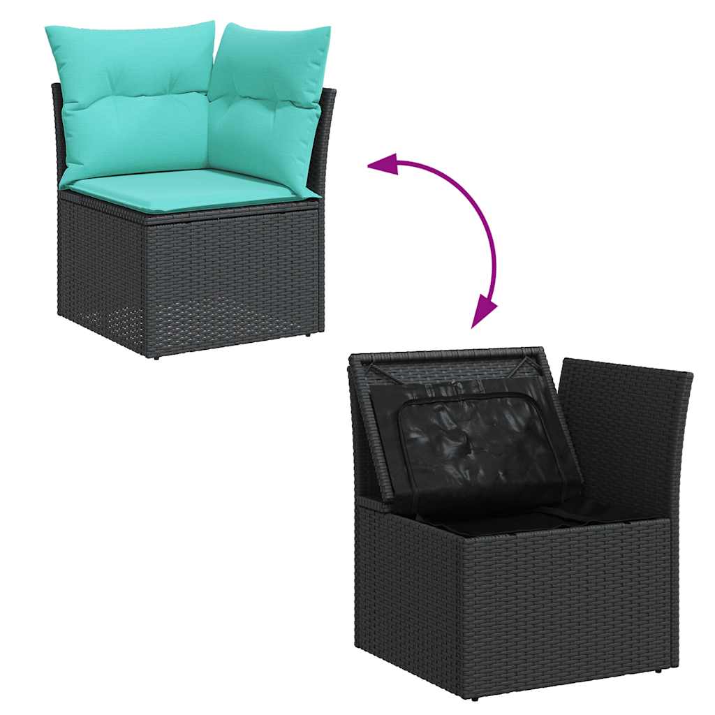 9-delige Loungeset met kussens poly rattan zwart is nu te koop bij PeponiXL, paradijselijk wonen!