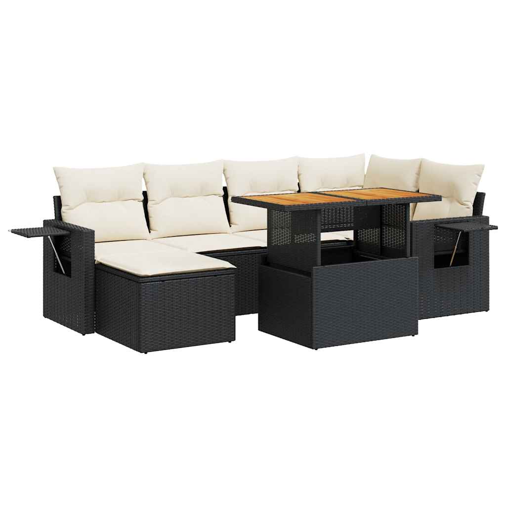 7-delige Loungeset met kussens poly rattan zwart is nu te koop bij PeponiXL, paradijselijk wonen!