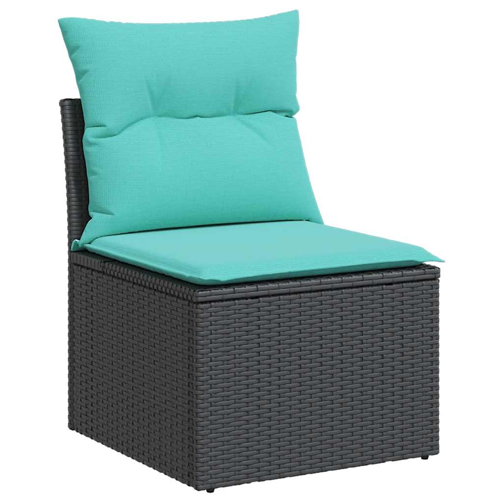 7-delige Loungeset met kussens poly rattan zwart is nu te koop bij PeponiXL, paradijselijk wonen!