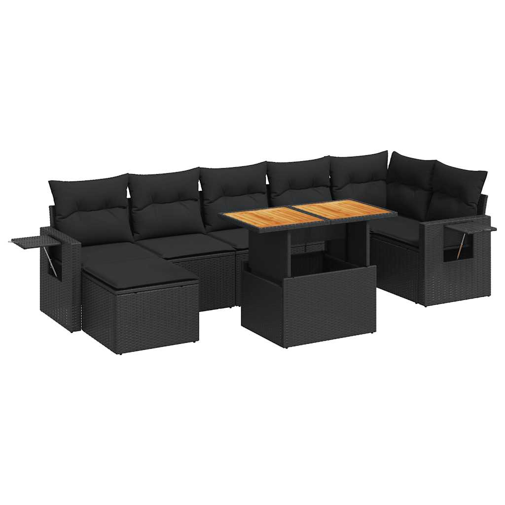 8-delige Loungeset met kussens poly rattan zwart is nu te koop bij PeponiXL, paradijselijk wonen!