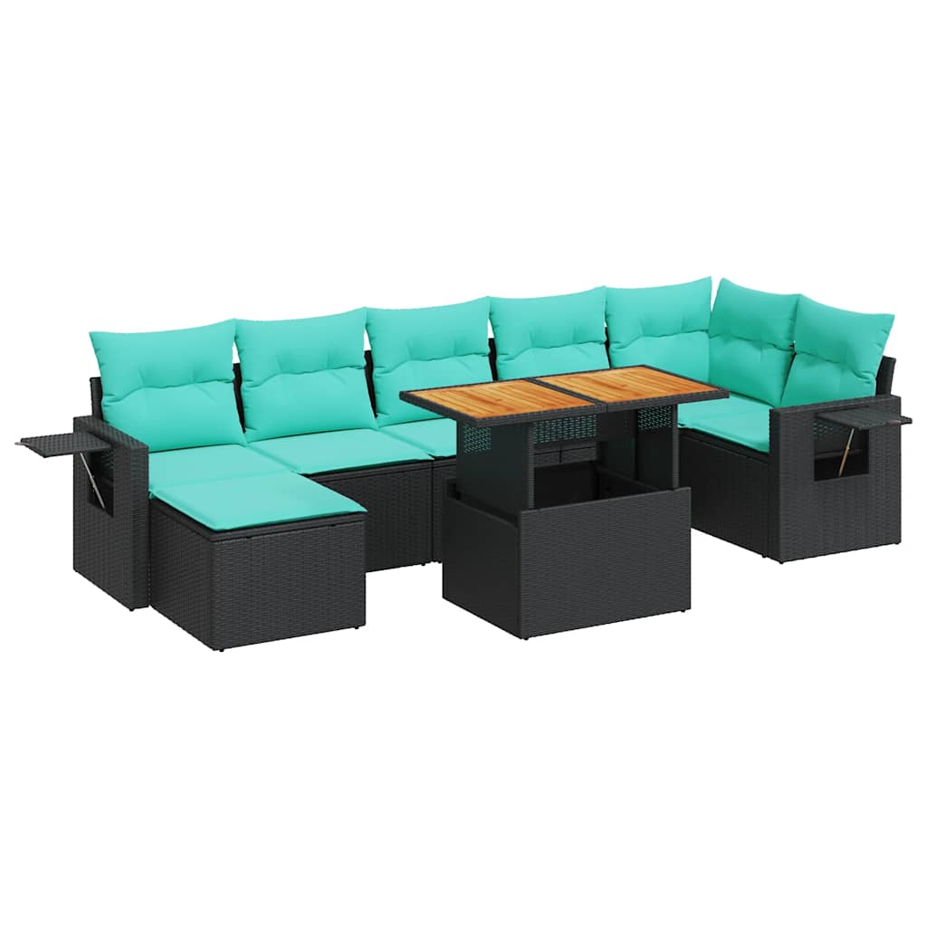 8-delige Loungeset met kussens poly rattan zwart is nu te koop bij PeponiXL, paradijselijk wonen!
